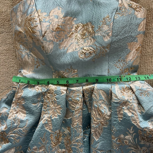 Mac Duggal Strapless Brocade Midi Dress with Pockets NWT Blue Multi - Picture 13 of 15